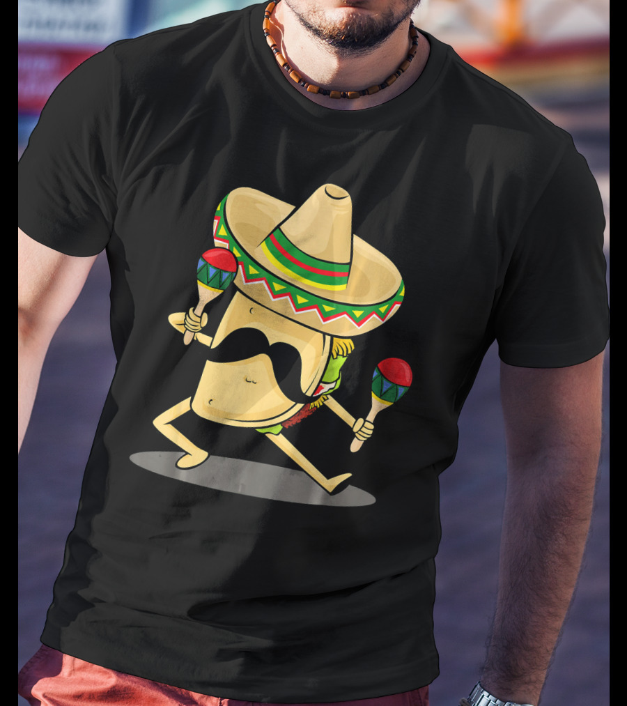 Cinco De Mayo Funny Taco Dancing Sombrero With Maracas T-Shirt