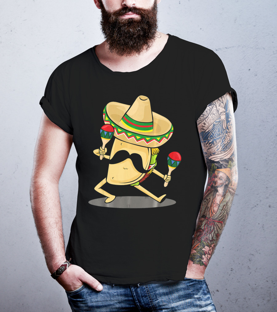 Cinco De Mayo Funny Taco Dancing Sombrero With Maracas T-Shirt