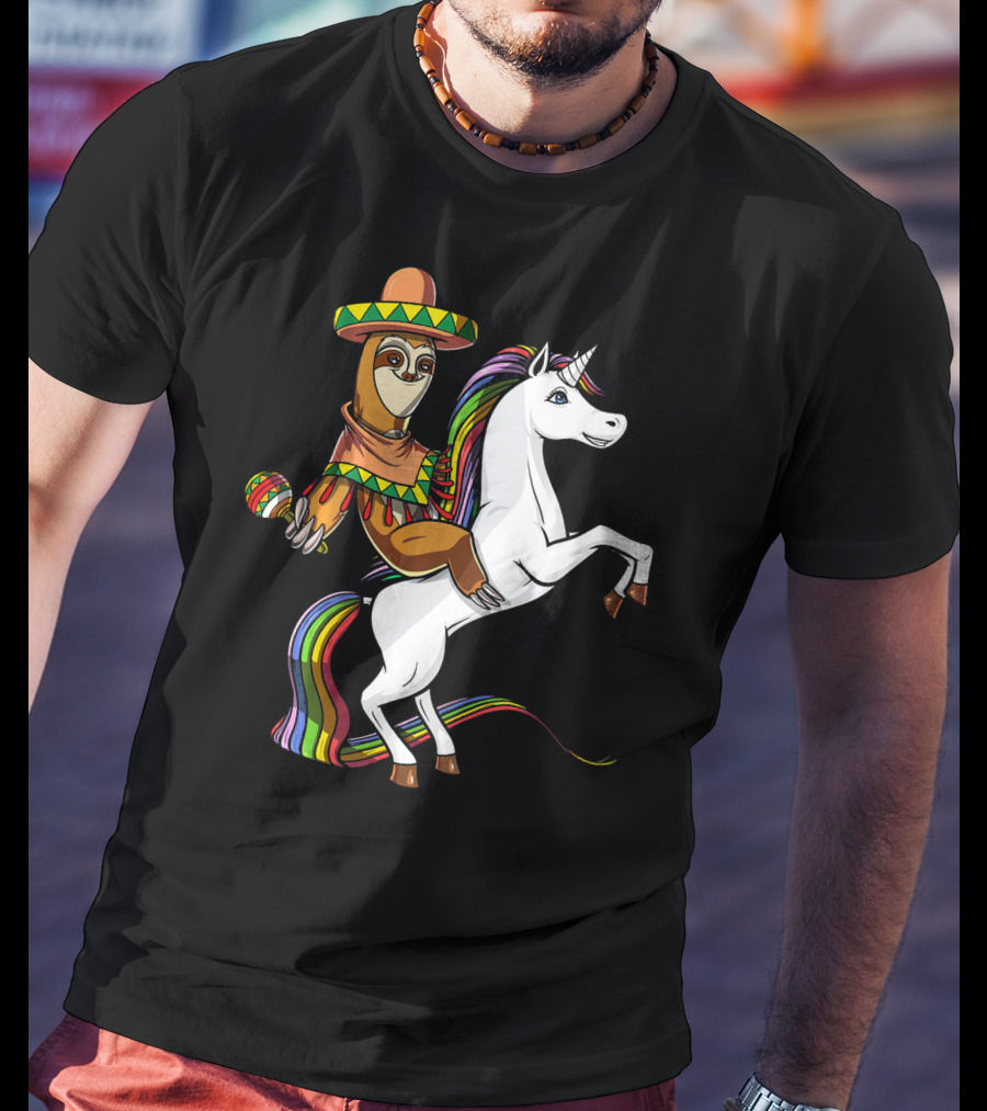 Mexican Sloth Riding Unicorn Cinco De Mayo T-Shirt