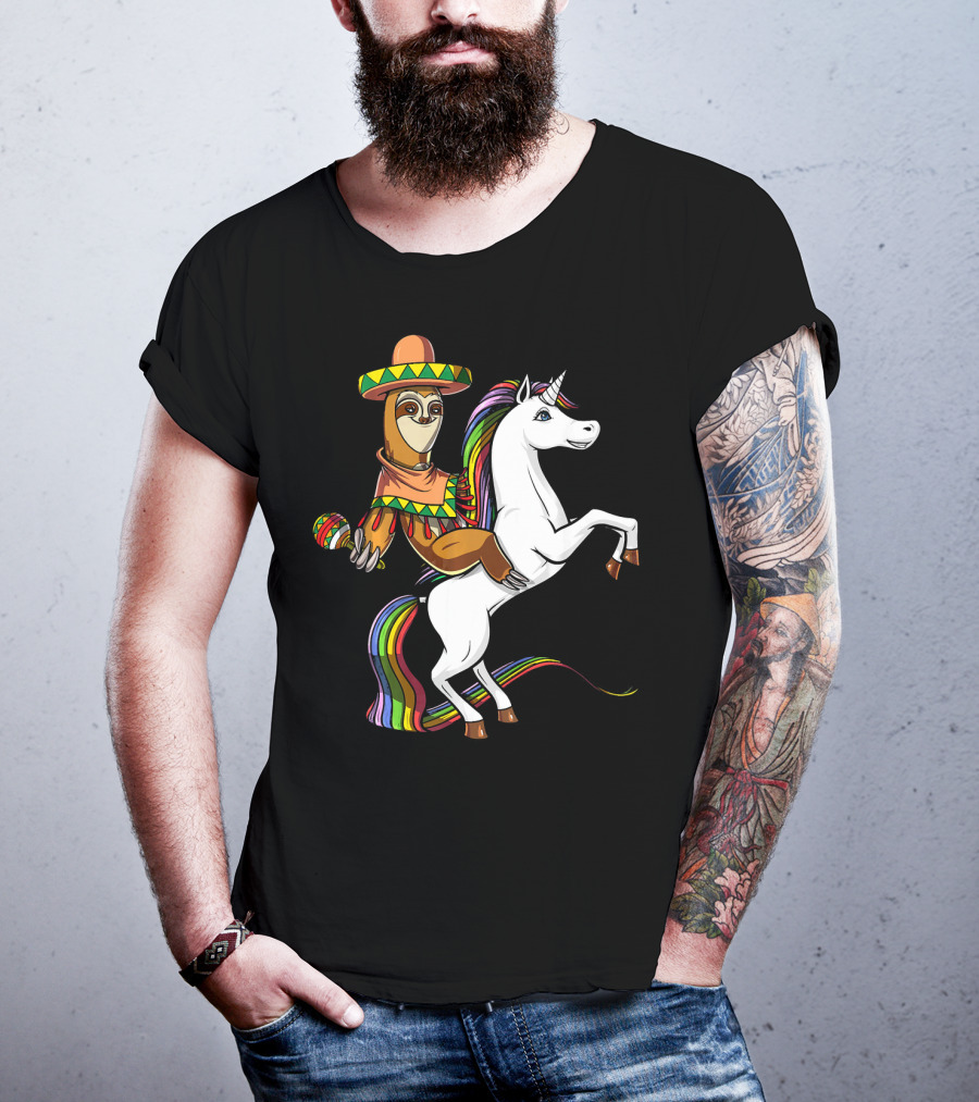 Mexican Sloth Riding Unicorn Cinco De Mayo T-Shirt