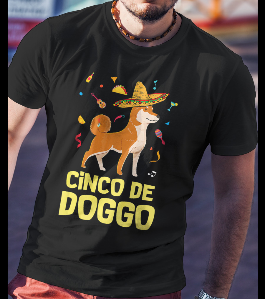 Funny Taco Sombrero Shiba Inu Doggo Cinco De Doggo T-Shirt