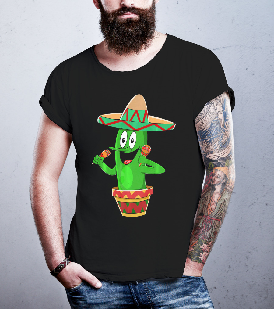 Fiesta Cactus Arriba Sombrero Maracas Cinco De Mayo T-Shirt