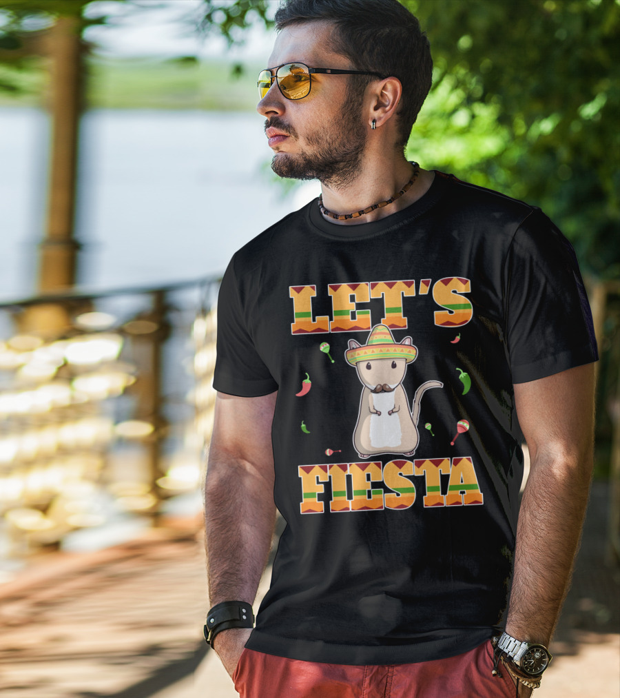 Let's Fiesta Gerbil Sombrero Peppers Maracas Mexican Cinco De Mayo T-Shirt