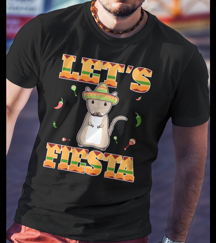 Let's Fiesta Gerbil Sombrero Peppers Maracas Mexican Cinco De Mayo T-Shirt