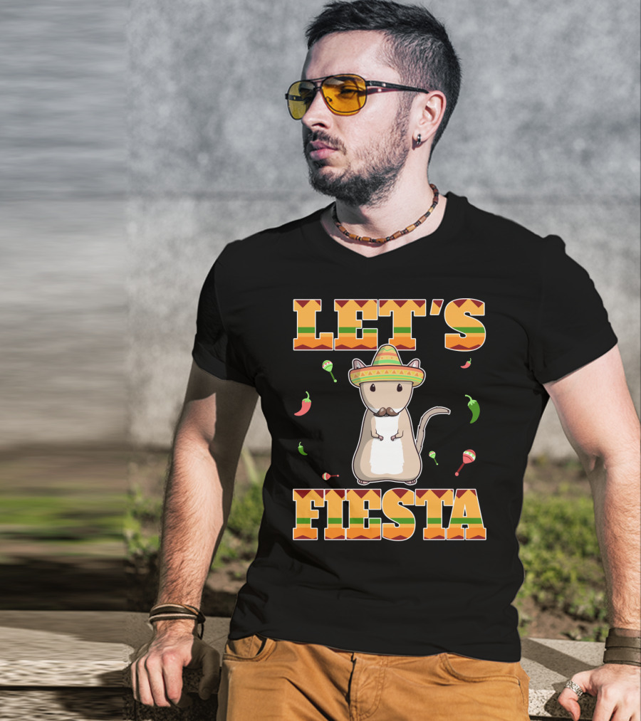 Let's Fiesta Gerbil Sombrero Peppers Maracas Mexican Cinco De Mayo T-Shirt