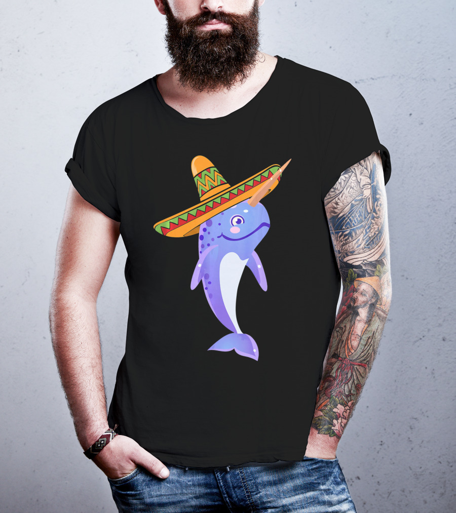 Narwhal Sombrero Mexican Fiesta Cinco De Mayo T-Shirt