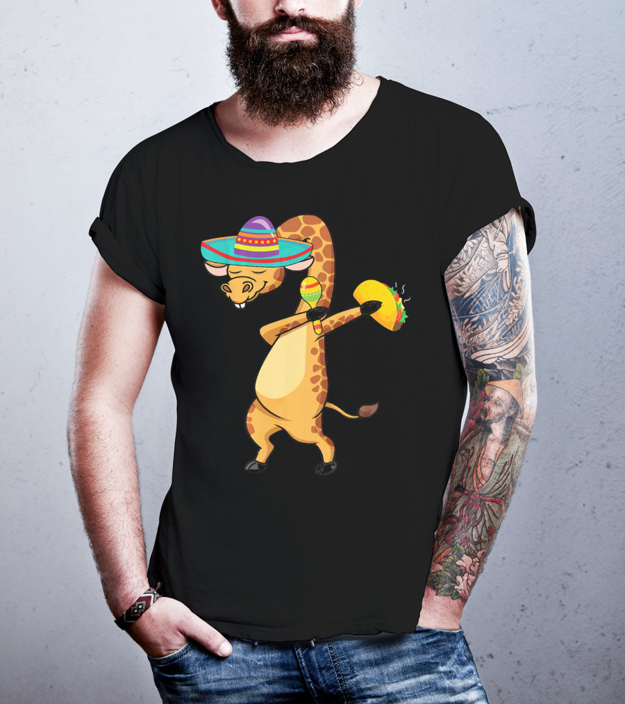 Cinco De Mayo Giraffe Dabbing With Taco And Sombrero T-Shirt