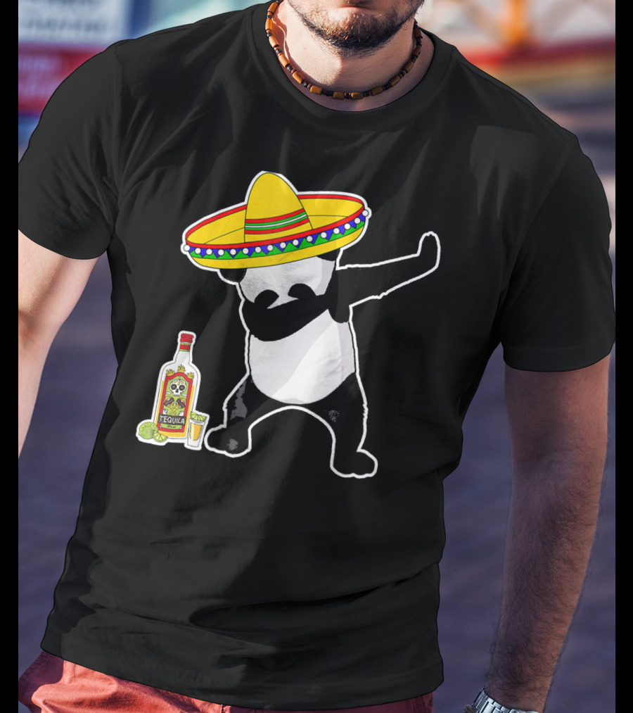 Cinco De Mayo Panda Dabbing With Sombrero And Tequila T-Shirt