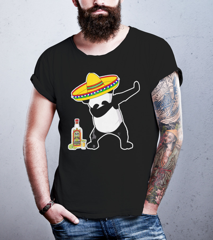 Cinco De Mayo Panda Dabbing With Sombrero And Tequila T-Shirt