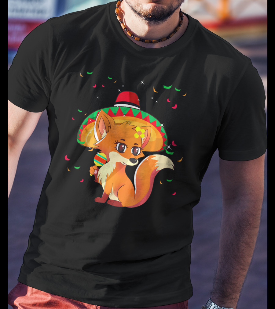 Cute Foxy Fox Sombrero Cinco De Mayo 5th Of May T-Shirt
