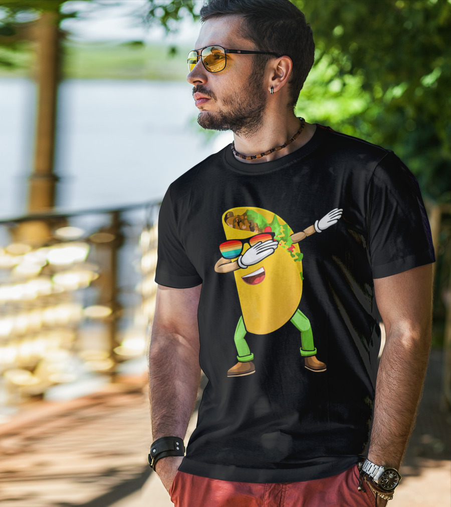 Dabbing Taco With Sunglasses Cinco De Mayo Fiesta Fun T-Shirt