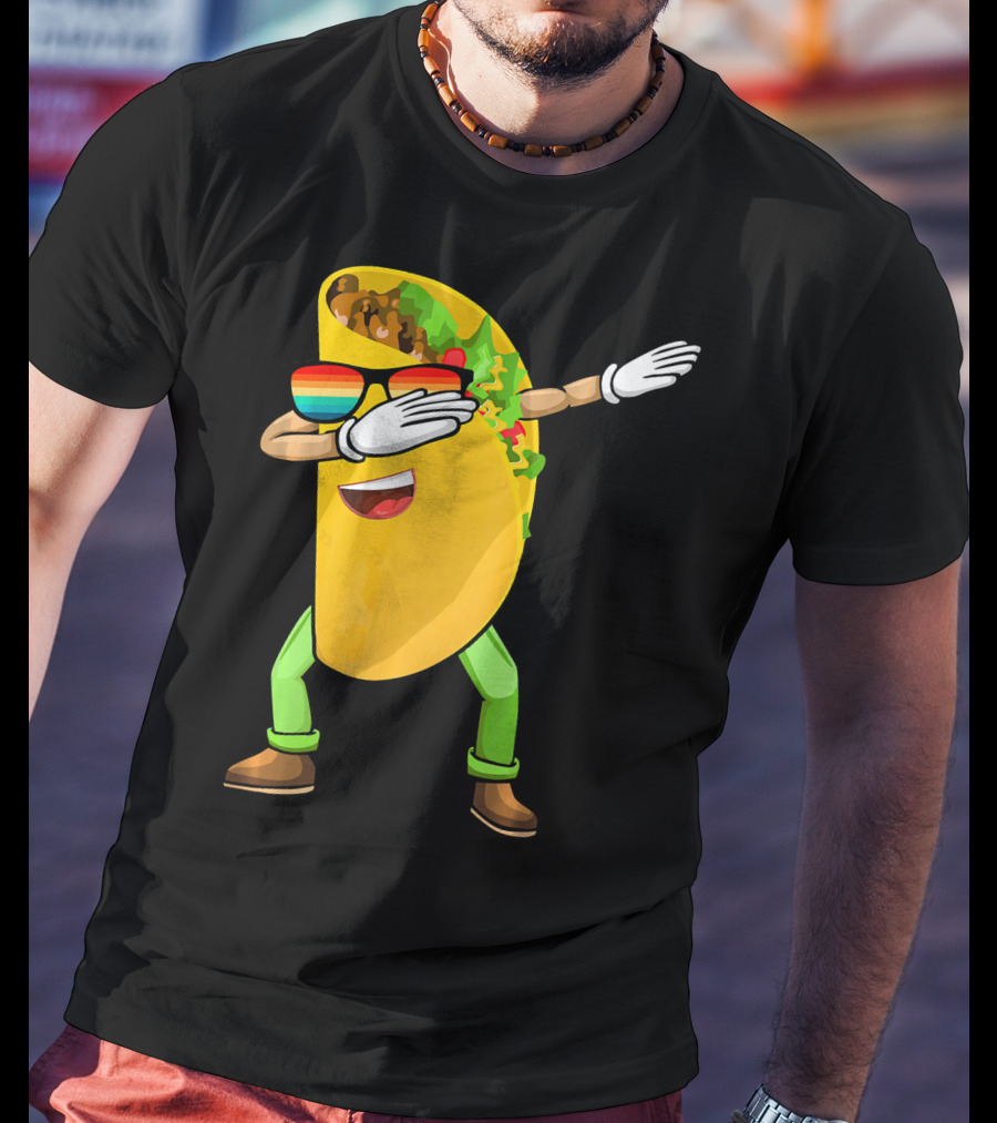 Dabbing Taco With Sunglasses Cinco De Mayo Fiesta Fun T-Shirt