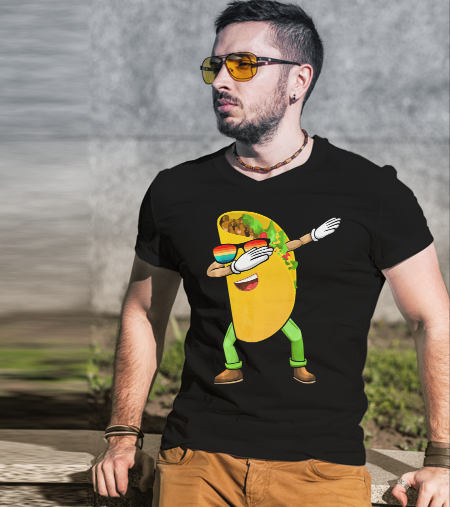 Dabbing Taco With Sunglasses Cinco De Mayo Fiesta Fun T-Shirt