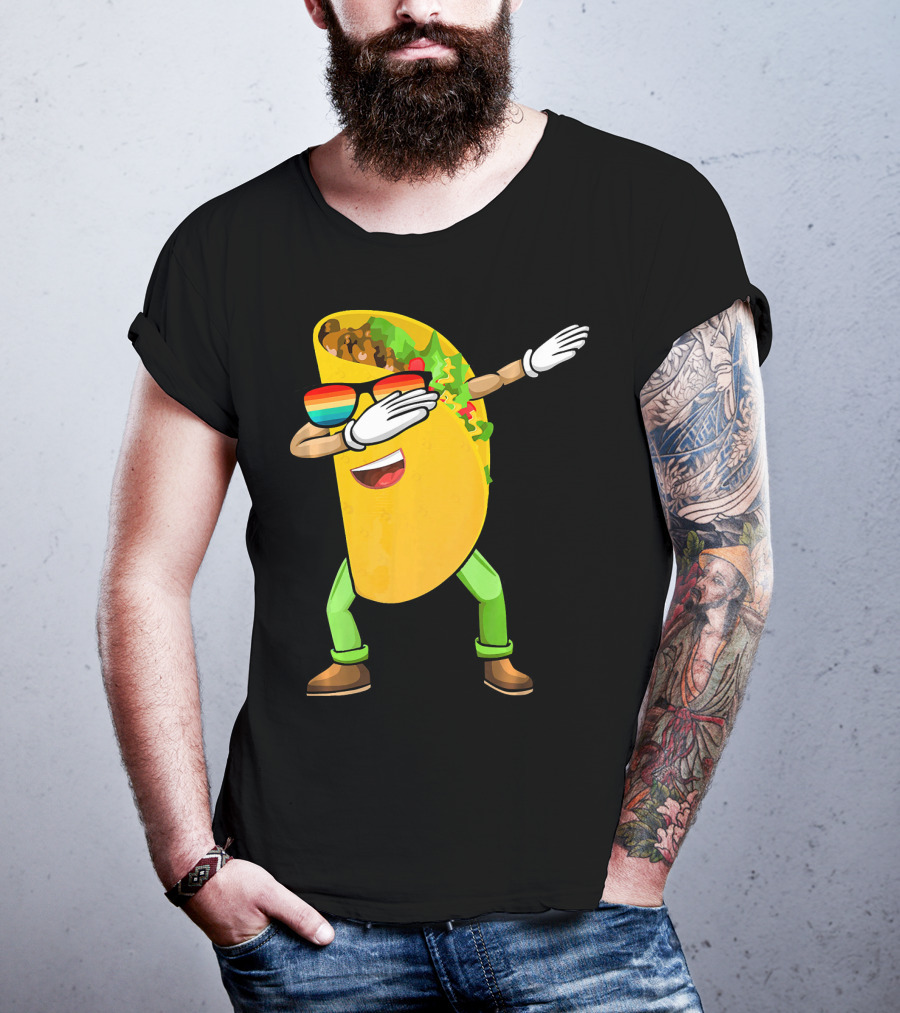 Dabbing Taco With Sunglasses Cinco De Mayo Fiesta Fun T-Shirt
