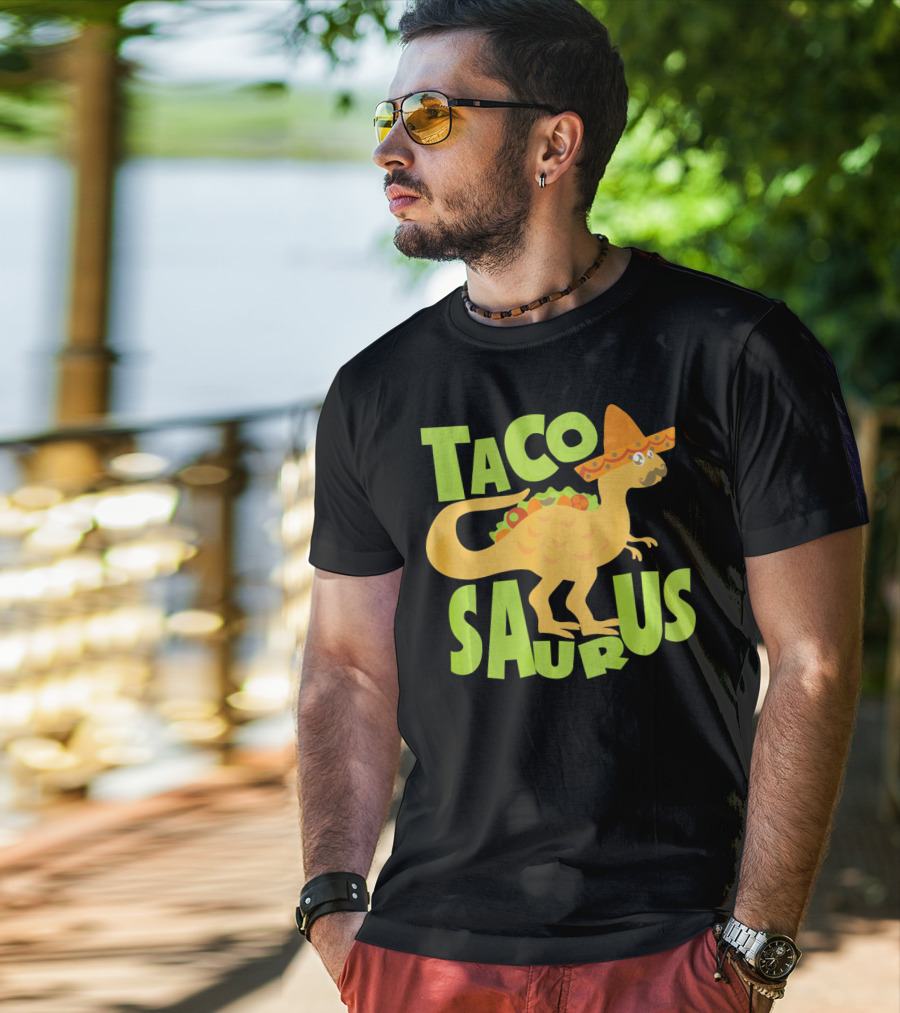 Cinco De Mayo Taco Tacosa Dinosaur Tacosaurus Sombrero T-Shirt