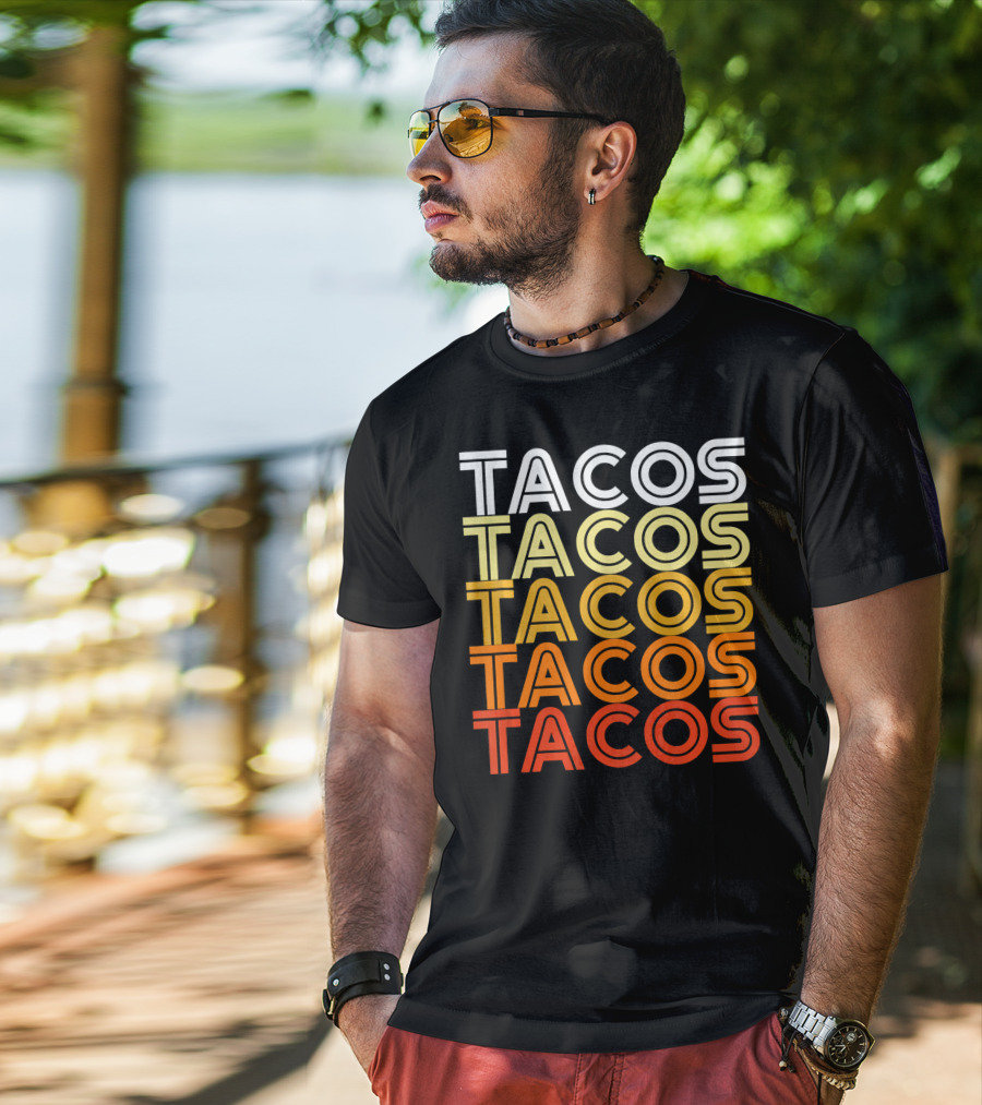 Cool Retro Vintage Tacos Gradient T-Shirt