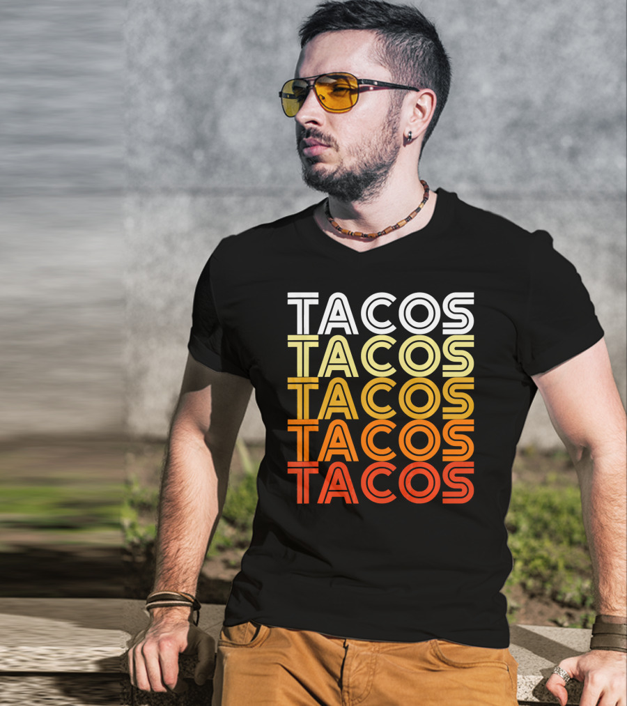 Cool Retro Vintage Tacos Gradient T-Shirt