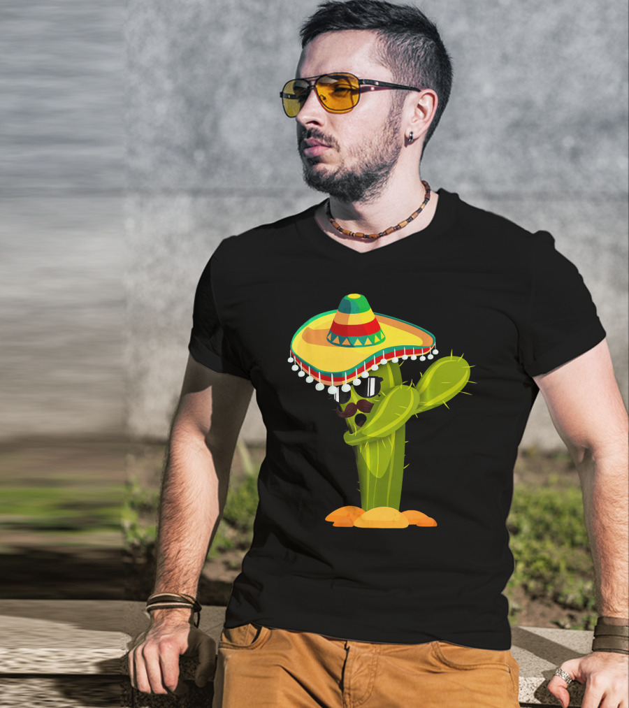 Cinco De Mayo Dabbing Cactus Sombrero Boy T-Shirt
