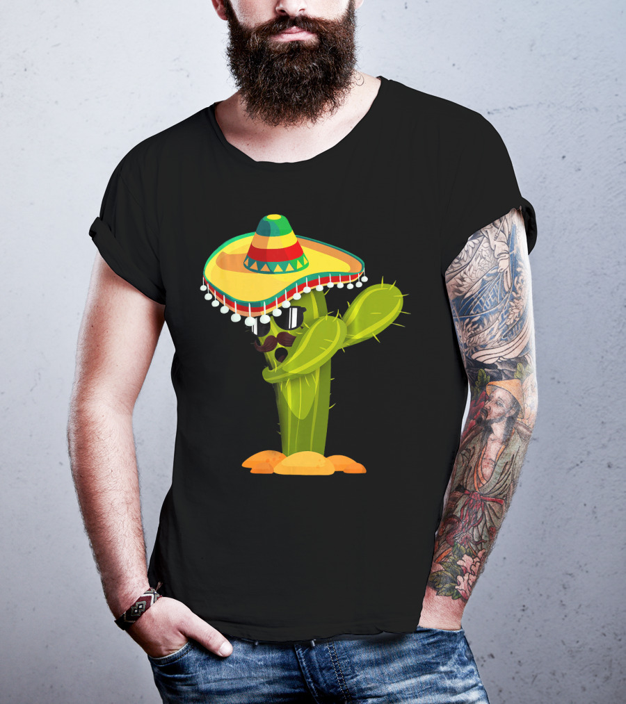 Cinco De Mayo Dabbing Cactus Sombrero Boy T-Shirt