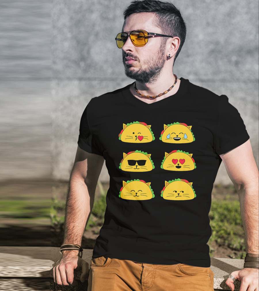 Taco Cat Emoji Faces Tacocat Lover T-Shirt