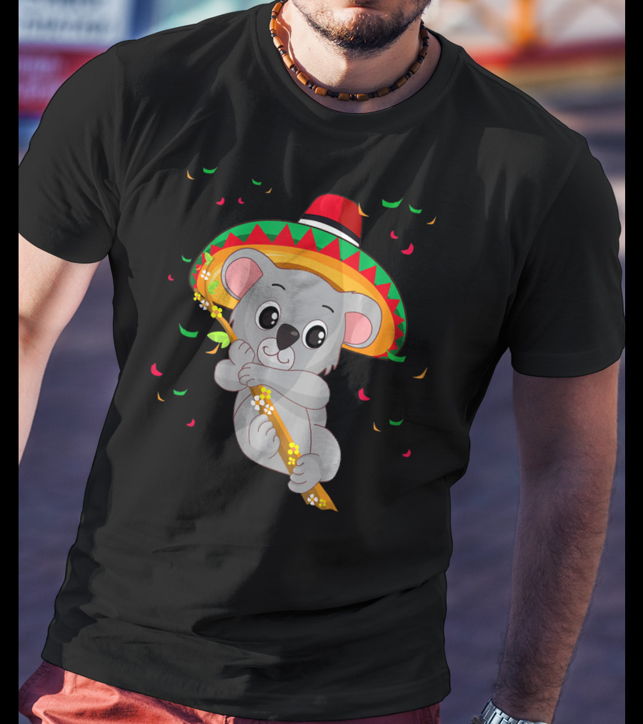 Cute Koala Bear With Sombrero Celebrating Cinco De Mayo 5th Of May T-Shirt