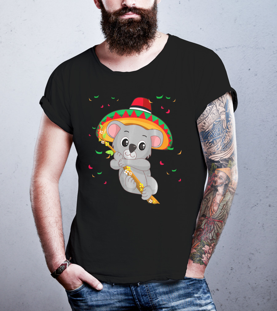 Cute Koala Bear With Sombrero Celebrating Cinco De Mayo 5th Of May T-Shirt