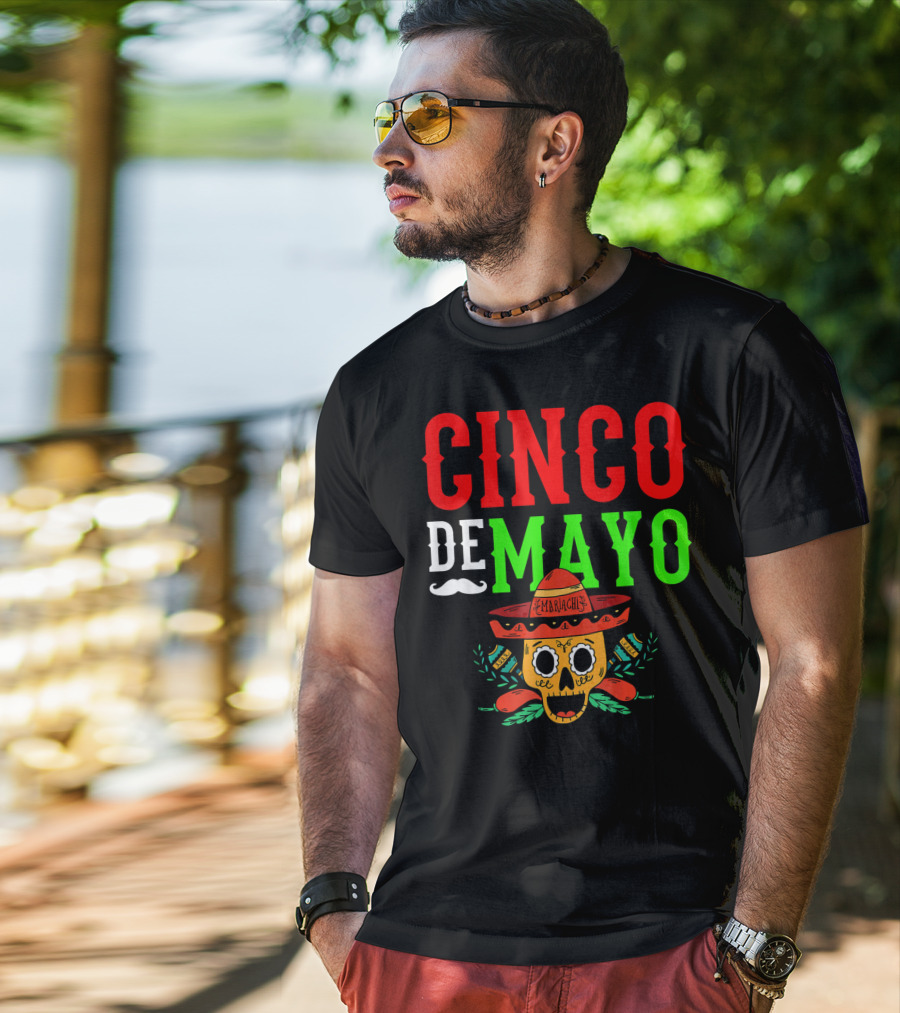 Cinco De Mayo Mariachi Skull Funny Mexic T-Shirt