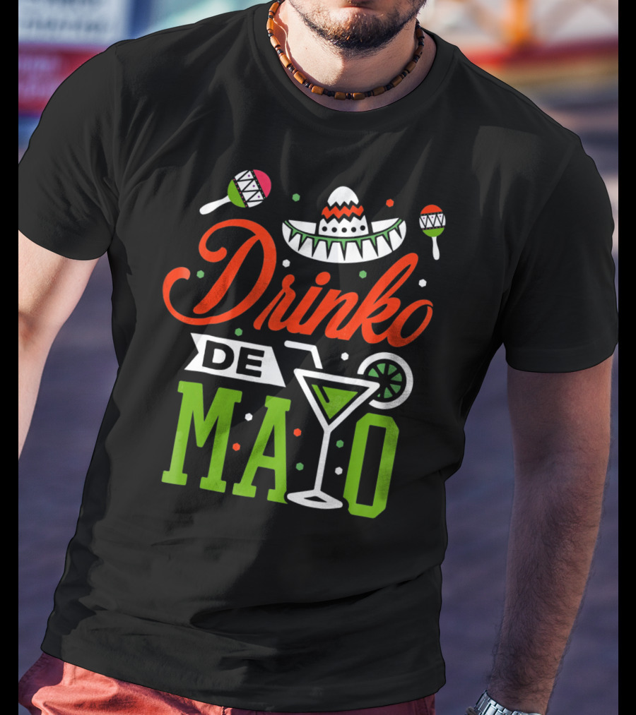 Drinko De Mayo Sombrero Maracas Margarita Icons T-Shirt