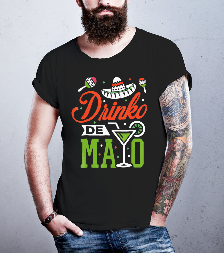 Drinko De Mayo Sombrero Maracas Margarita Icons T-Shirt