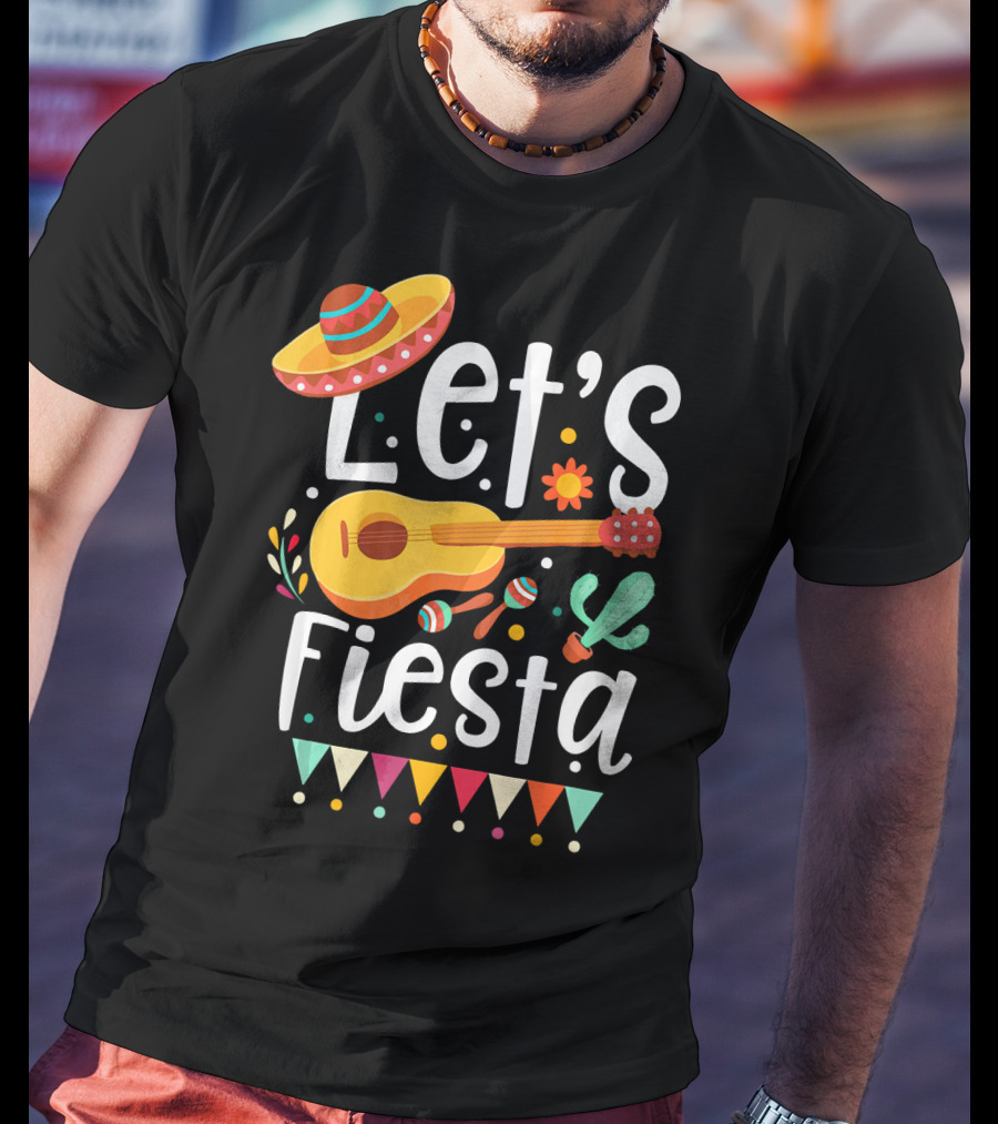 Let's Fiesta Cinco De Mayo Mexican Guitar T-Shirt