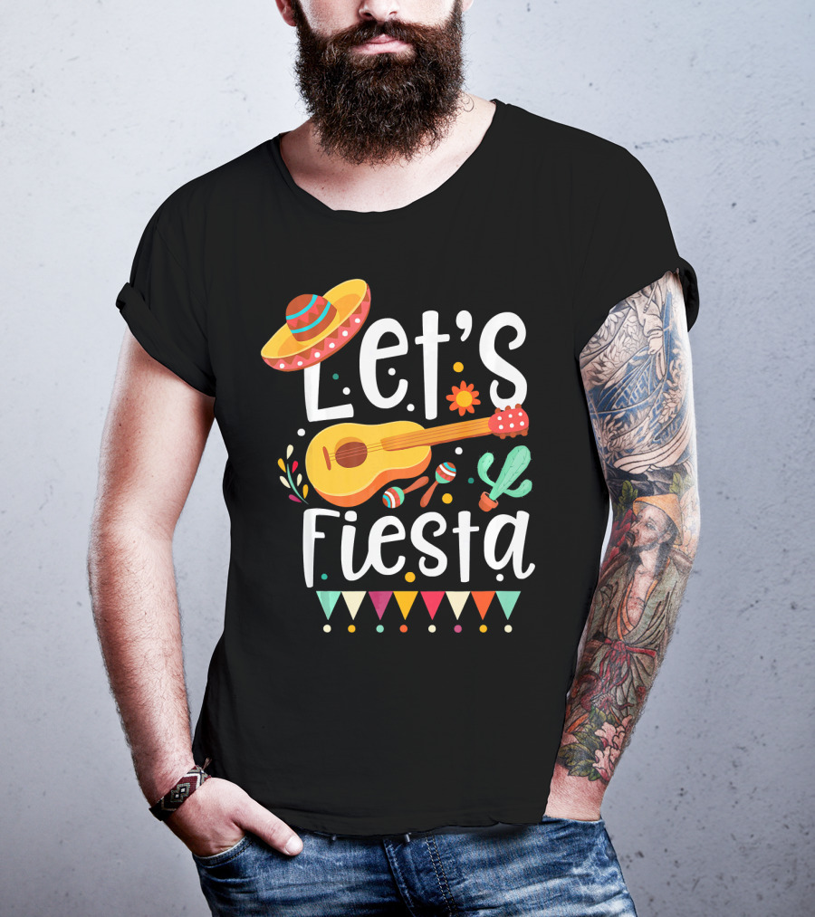 Let's Fiesta Cinco De Mayo Mexican Guitar T-Shirt