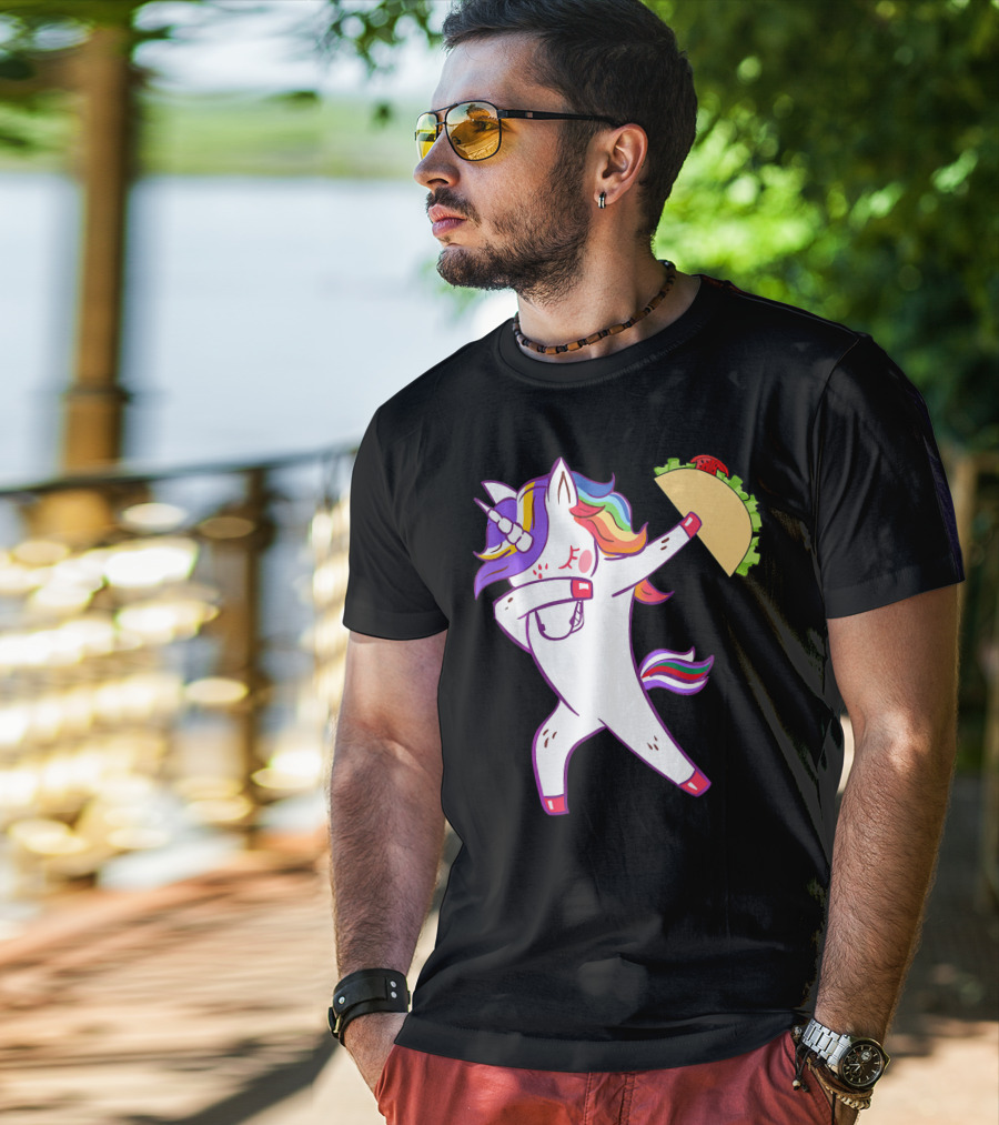 Unicorn Dabbing With Taco Cinco De Mayo T-Shirt