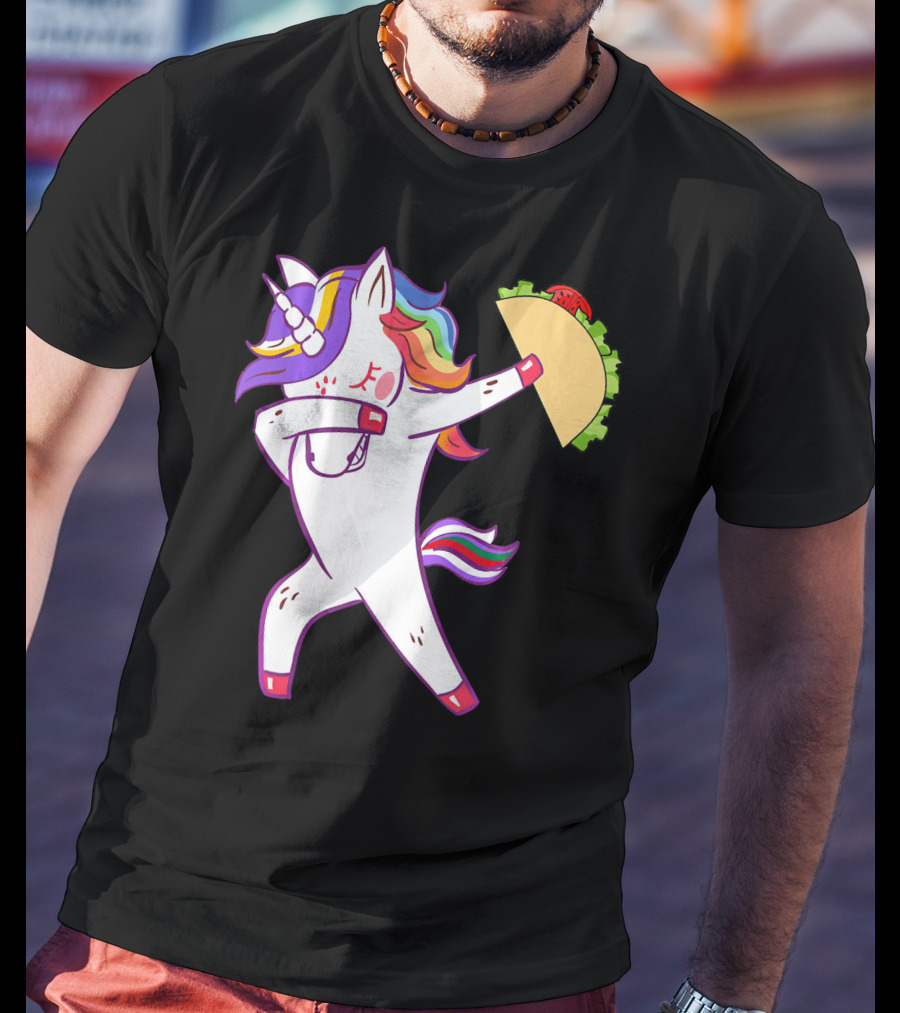 Unicorn Dabbing With Taco Cinco De Mayo T-Shirt