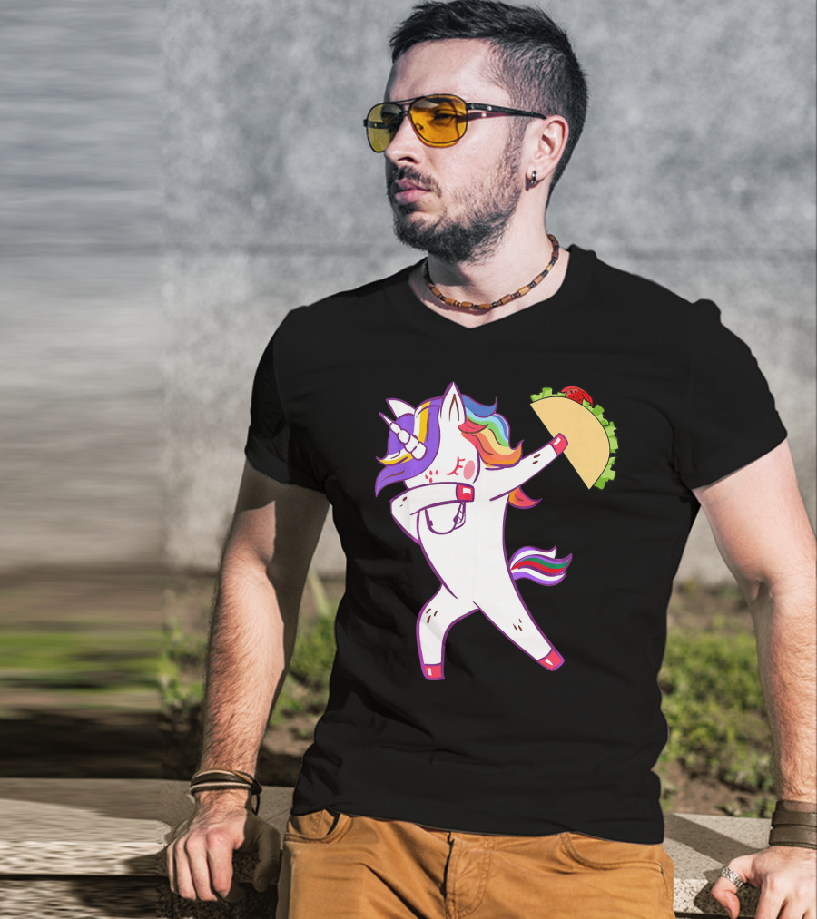 Unicorn Dabbing With Taco Cinco De Mayo T-Shirt