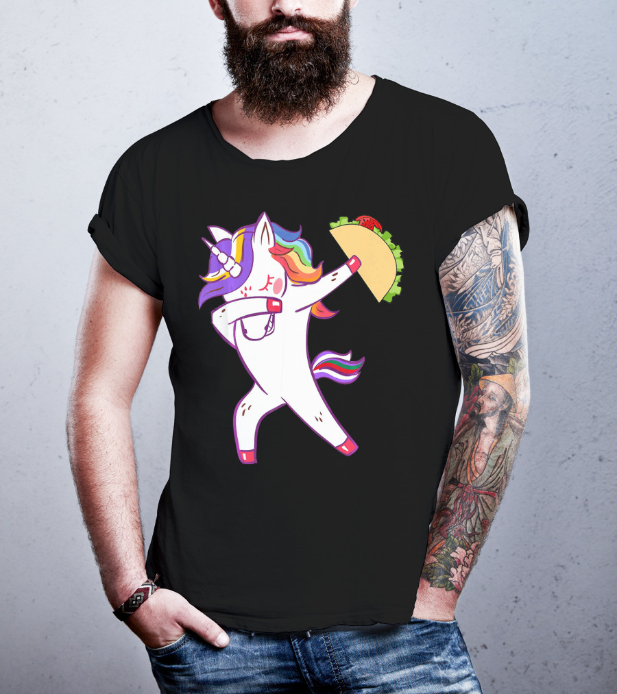 Unicorn Dabbing With Taco Cinco De Mayo T-Shirt