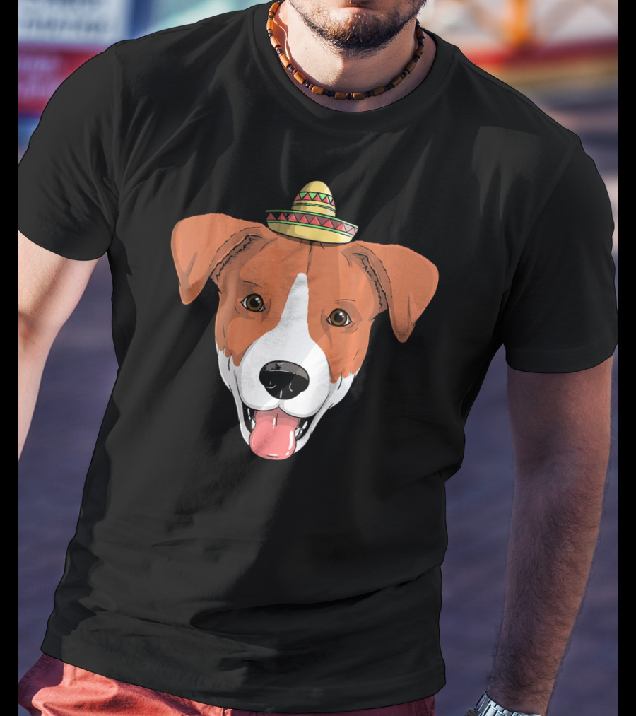 Jack Russell Dog Sombrero Fiesta Cinco De Mayo T-Shirt