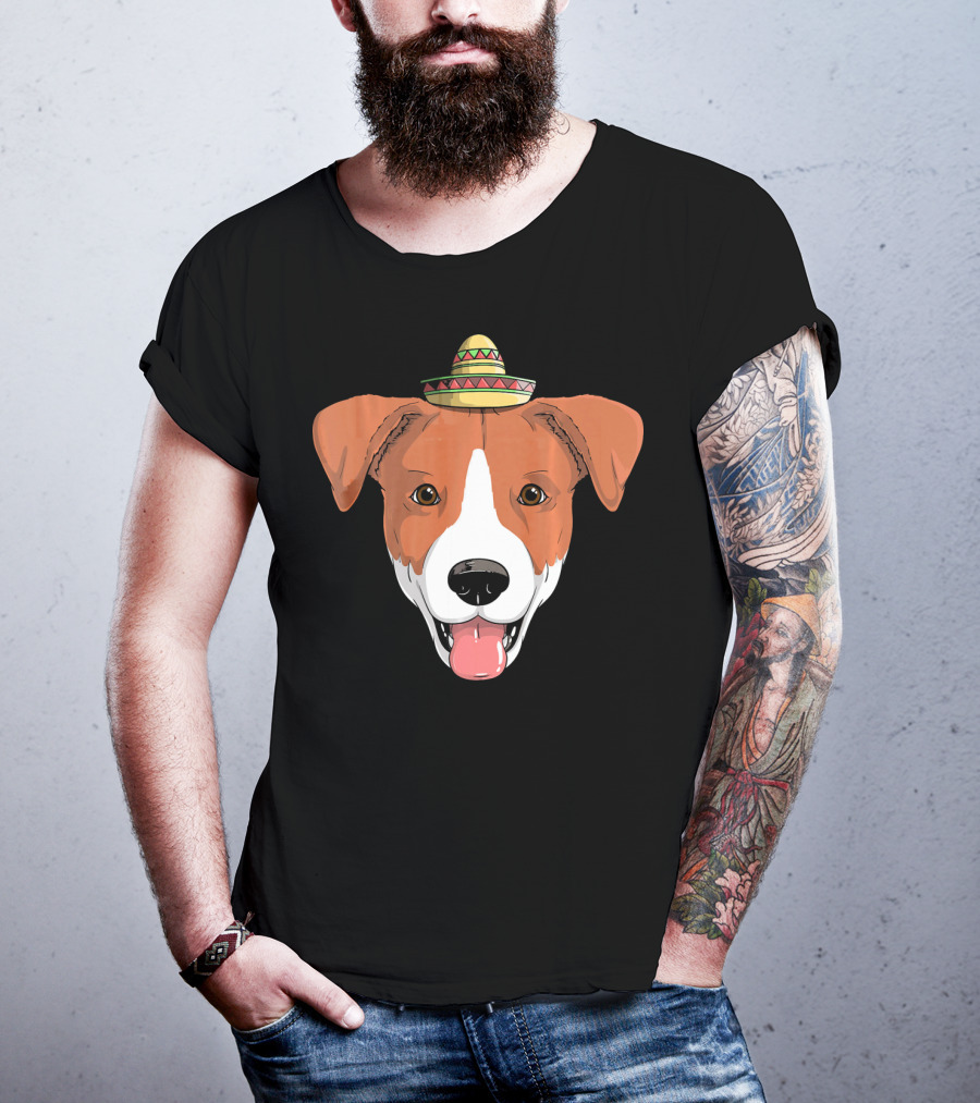 Jack Russell Dog Sombrero Fiesta Cinco De Mayo T-Shirt
