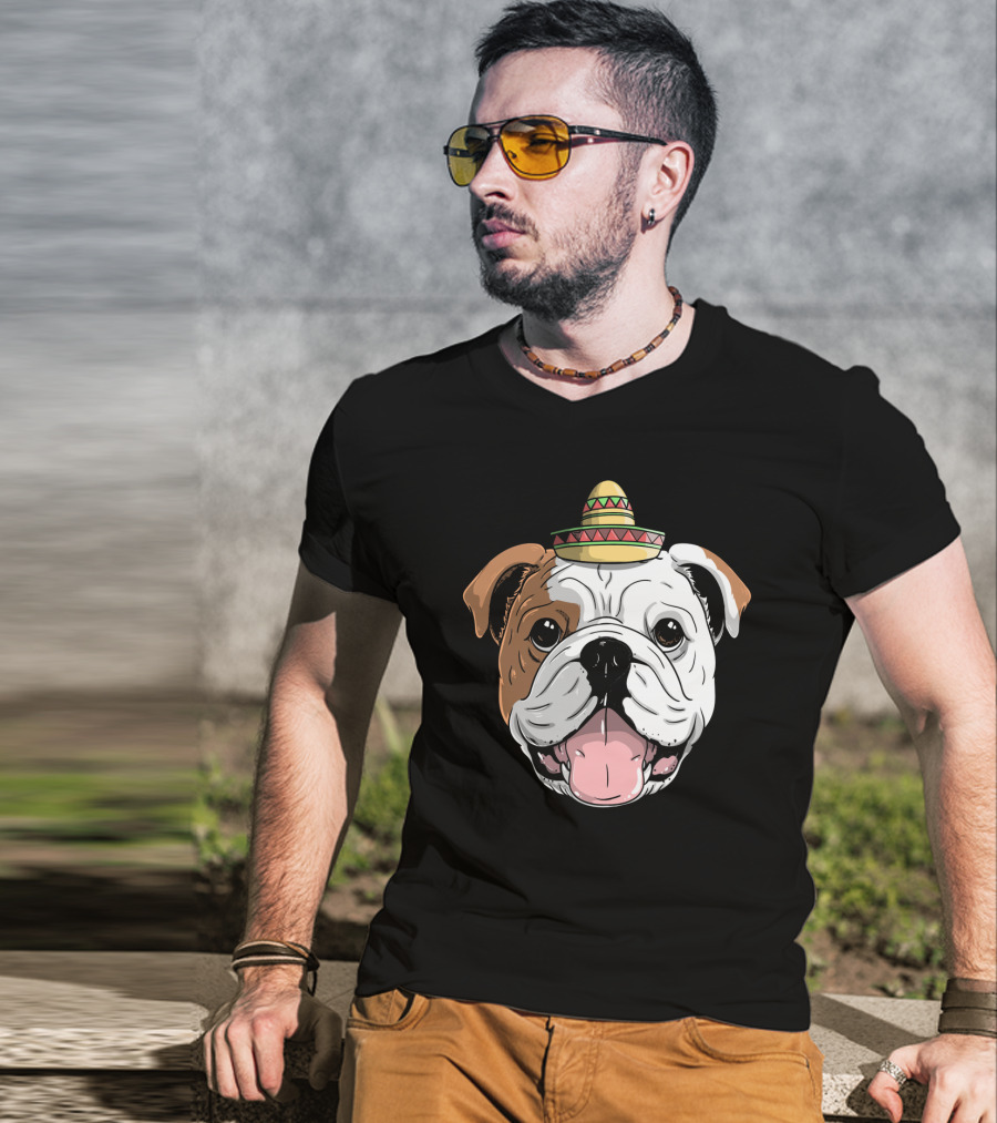 Boxer Dog Sombrero Cinco De Mayo Fiesta Fun T-Shirt