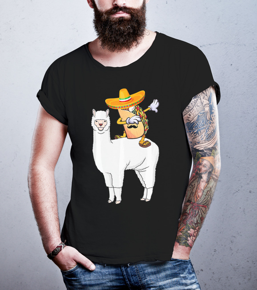 Dabbing Taco With Sombrero On Llama T-Shirt