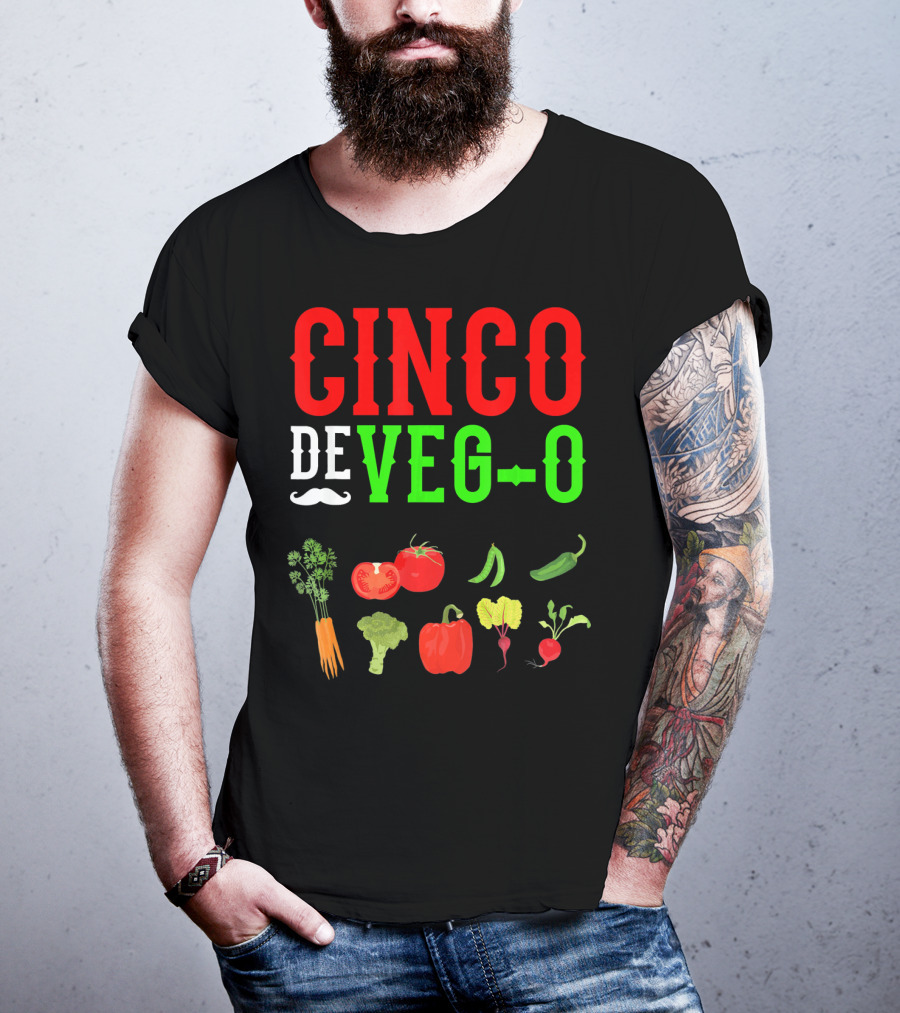 Cinco De Veg-O Vegetarian Vegetables Carrot Broccoli Tomato Pepper Radish T-Shirt