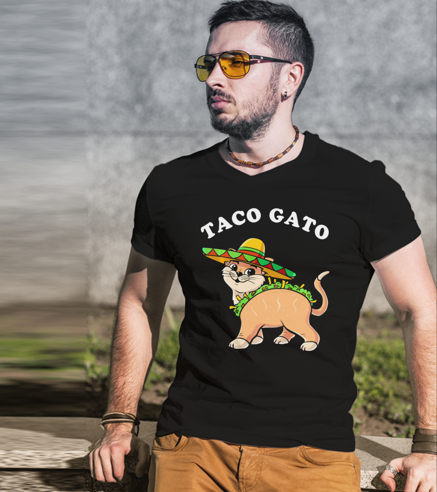 Taco Gato Sombrero Funny Cinco De Mayo Cat T-Shirt
