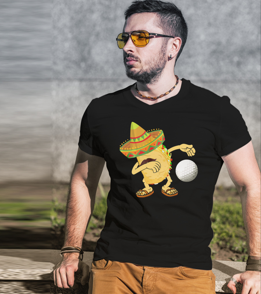 Dabbing Golf Taco Dab Funny Cinco Sombrero Dance T-Shirt