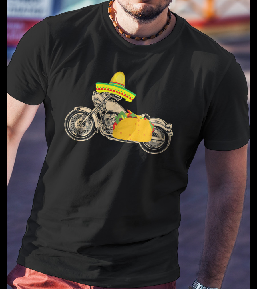 Cinco De Mayo Motorcycle Taco Sombrero Rider T-Shirt