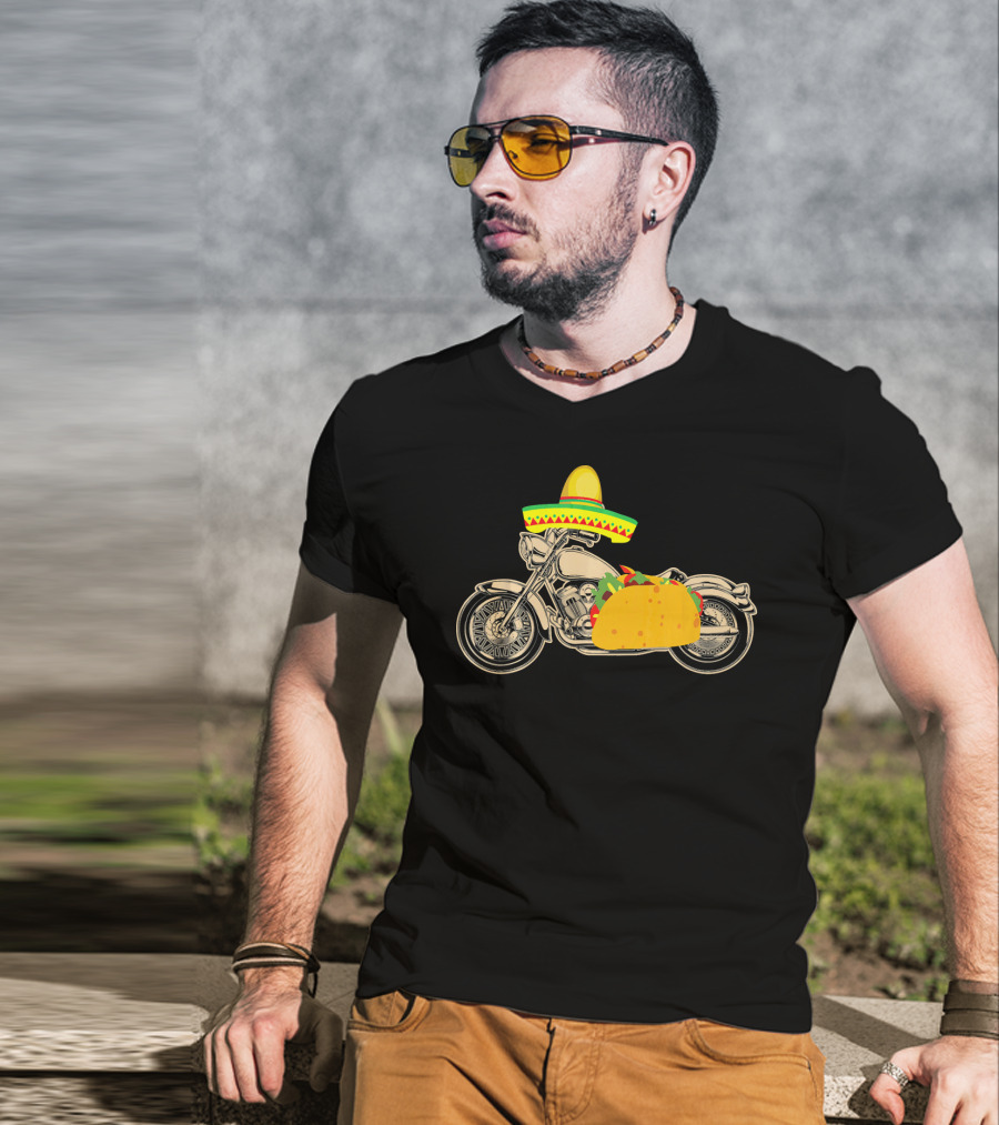 Cinco De Mayo Motorcycle Taco Sombrero Rider T-Shirt