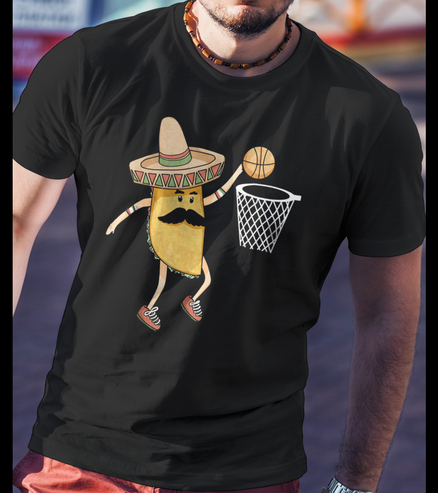 Sombrero Taco Slam Dunk Basketball Sports Fun T-Shirt