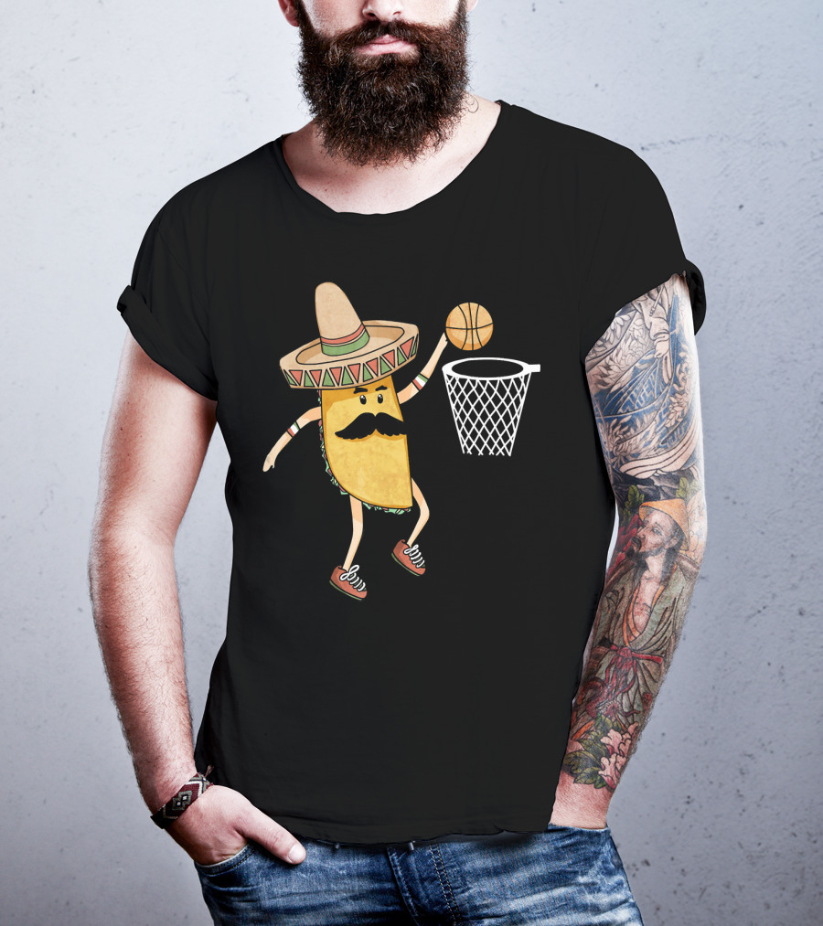Sombrero Taco Slam Dunk Basketball Sports Fun T-Shirt