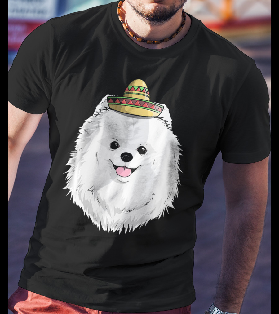 Fiesta Pomeranian Dog Sombrero Cinco De Mayo T-Shirt