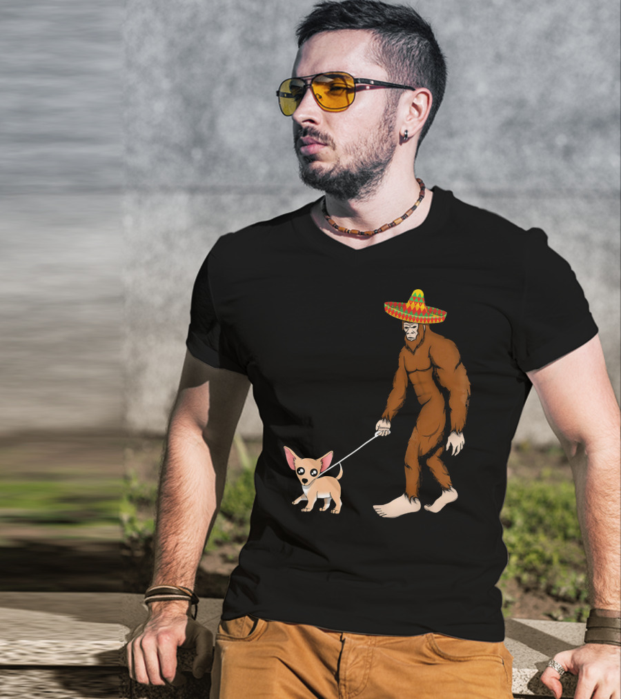 Bigfoot Sombrero And Chihuahua T-Shirt