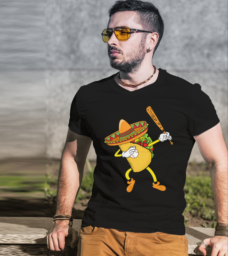Cinco De Mayo Dabbing Taco Baseball Fiesta T-Shirt
