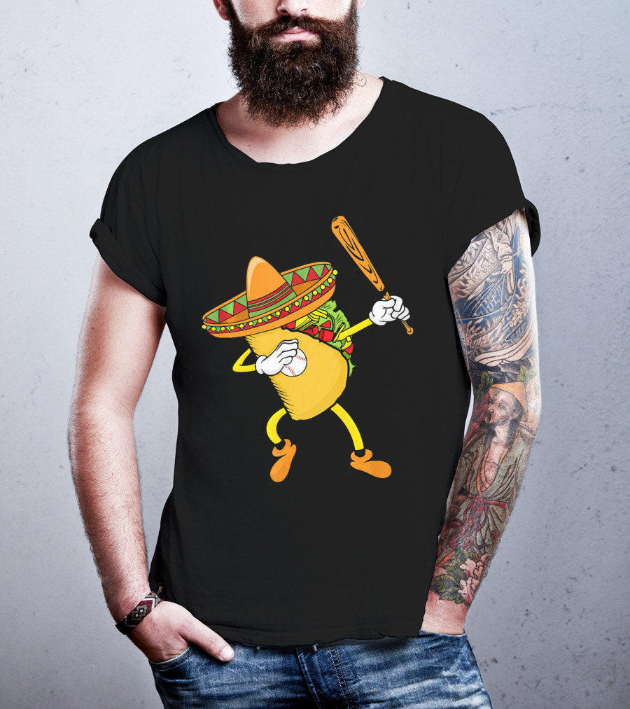 Cinco De Mayo Dabbing Taco Baseball Fiesta T-Shirt